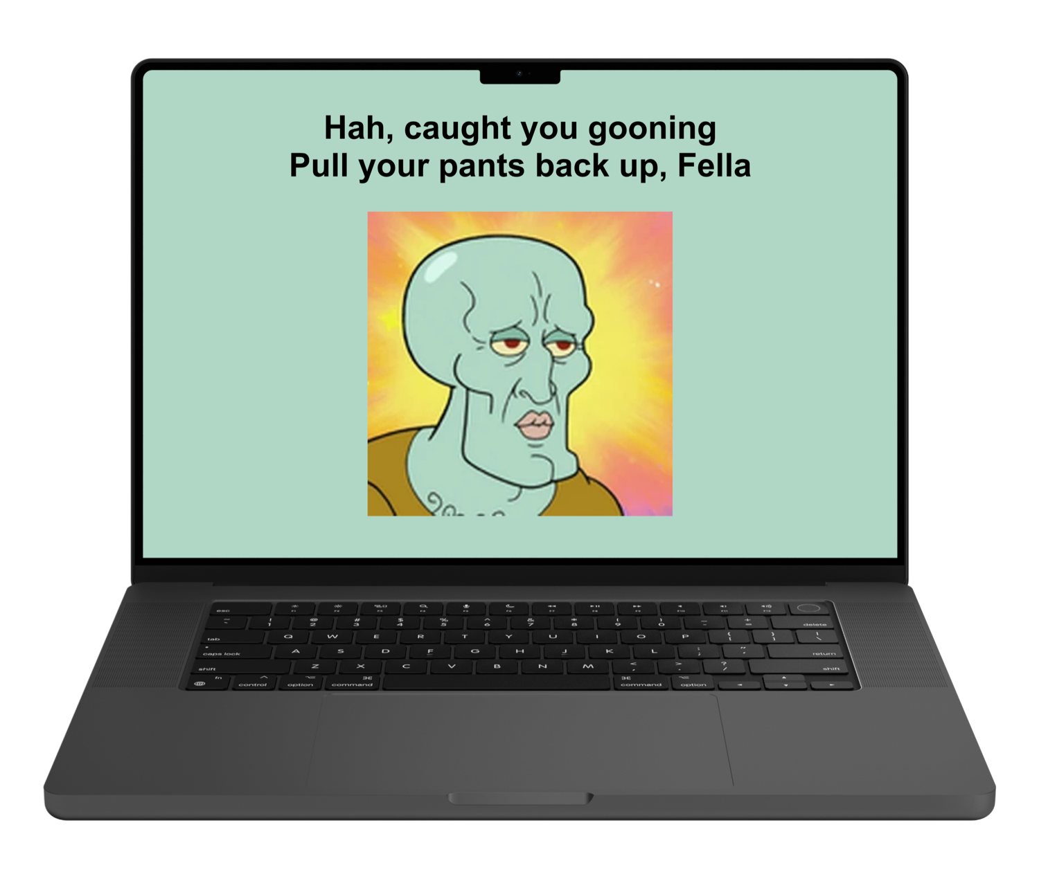 A meme telling you to pull your pants back up